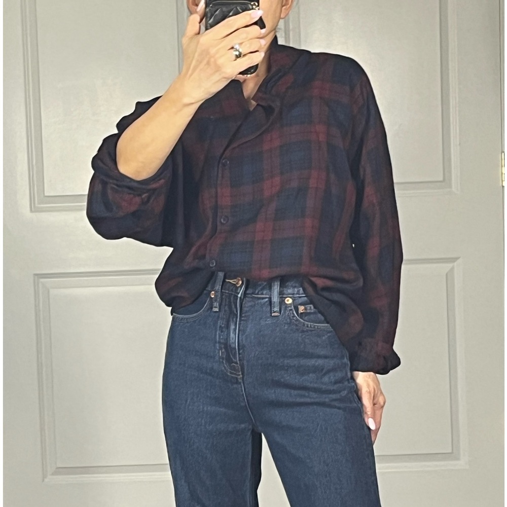 Guy Laroche Diffusion Paris Vintage plaid Button Down Shirt size 36